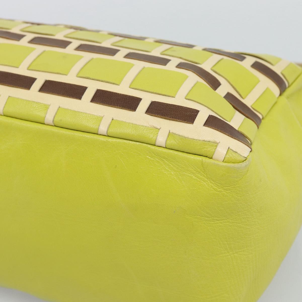 Miu Miu Shoulder Bag Leather LIme Green Gold Auth BA14150