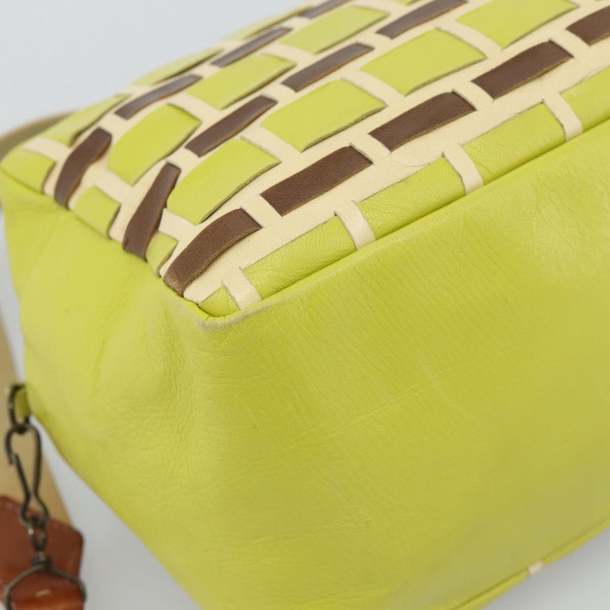 Miu Miu Shoulder Bag Leather LIme Green Gold Auth BA14150
