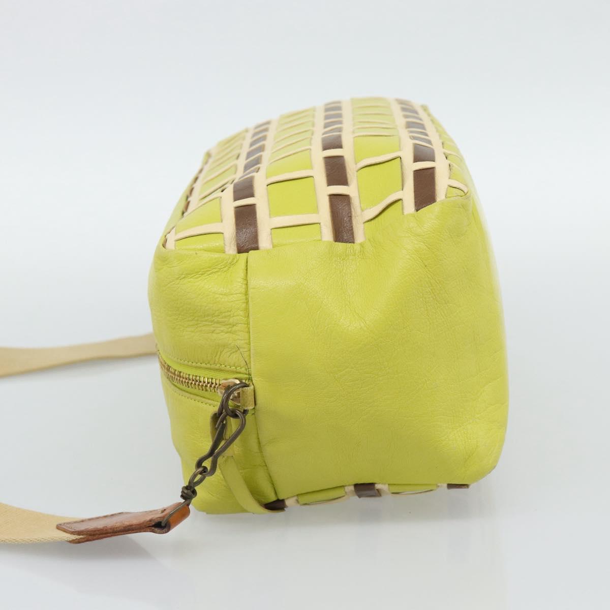 Miu Miu Shoulder Bag Leather LIme Green Gold Auth BA14150
