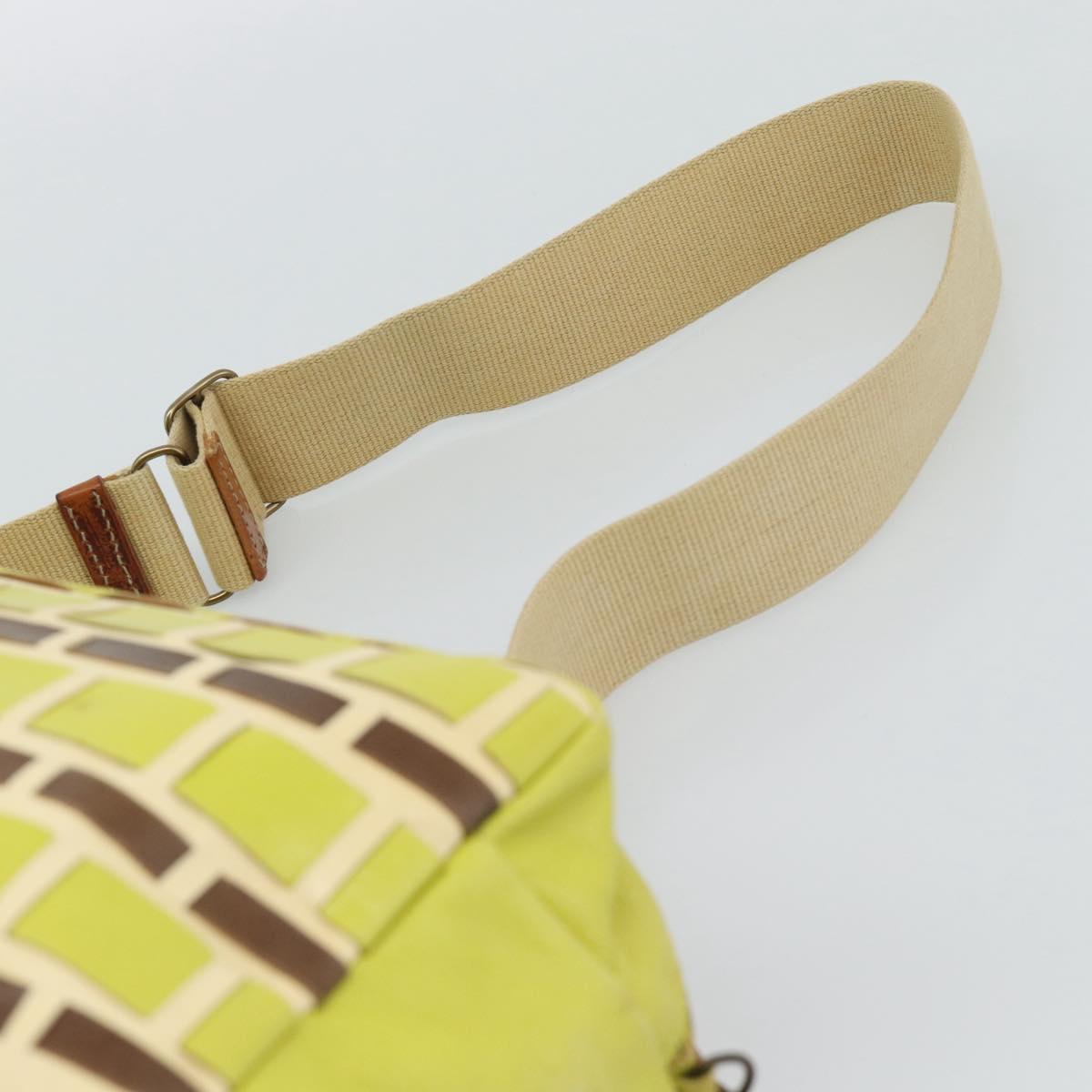 Miu Miu Shoulder Bag Leather LIme Green Gold Auth BA14150