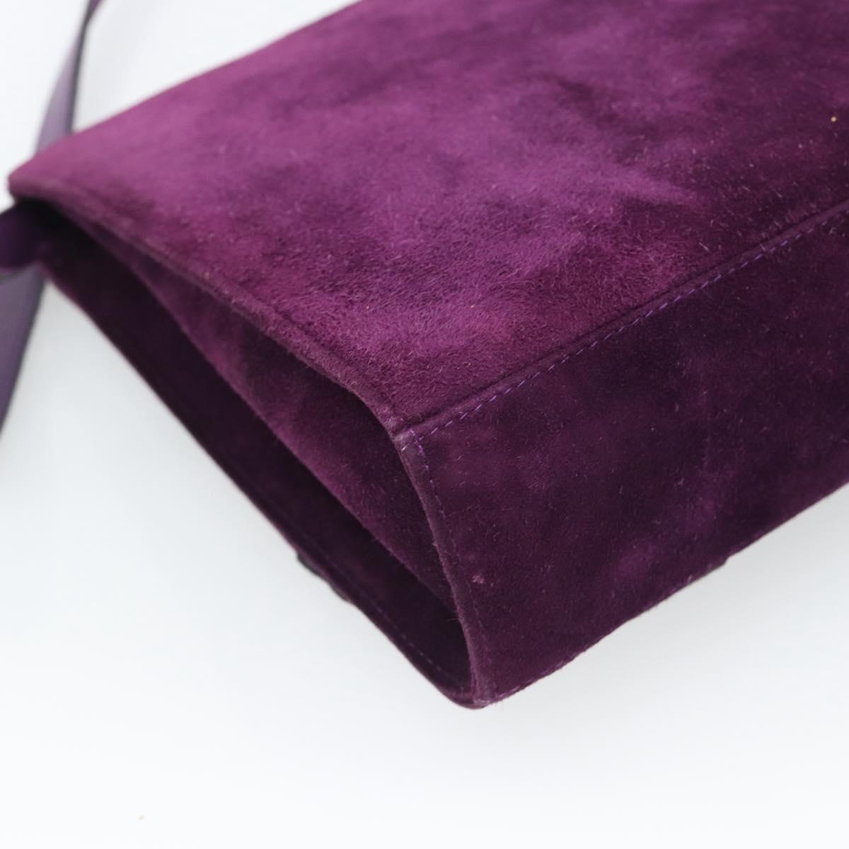 Salvatore Ferragamo Vala Shoulder Bag Suede Purple Gold Auth BA14151A