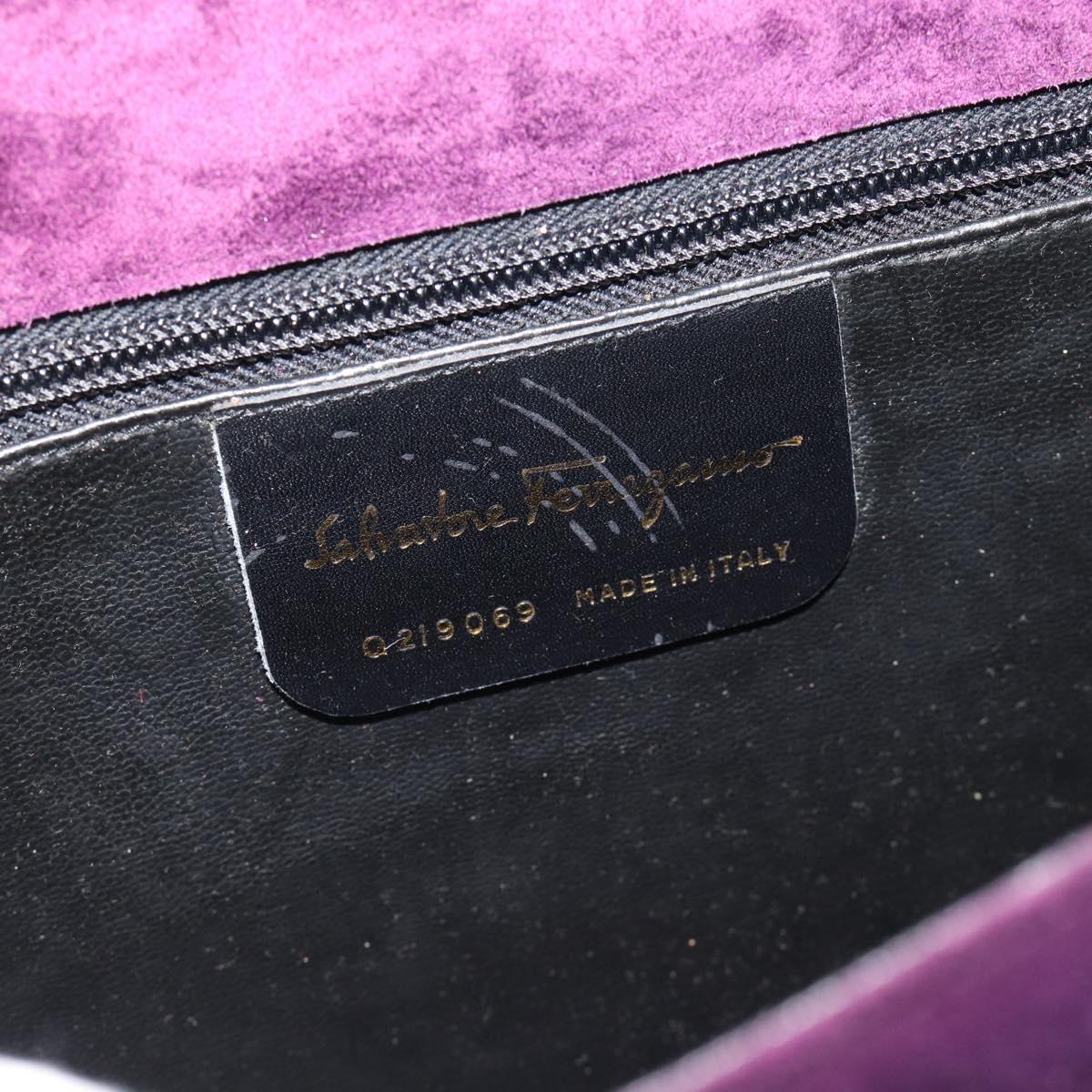 Salvatore Ferragamo Vala Shoulder Bag Suede Purple Gold Auth BA14151A