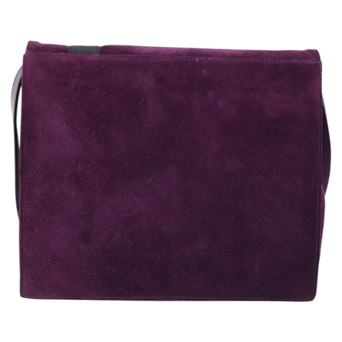 Salvatore Ferragamo Vala Shoulder Bag Suede Purple Gold Auth BA14151A