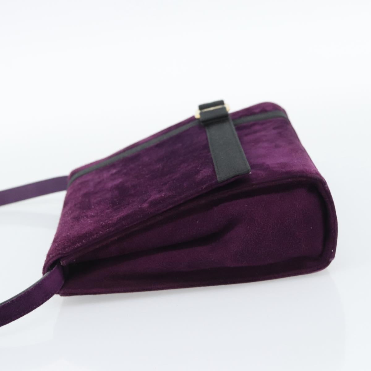 Salvatore Ferragamo Vala Shoulder Bag Suede Purple Gold Auth BA14151A