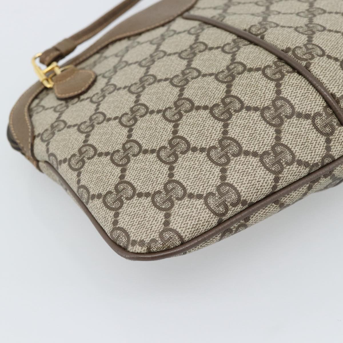 GUCCI GG Supreme Web Sherry Line Bag PVC Beige Gold 98 02 047 Auth BA14152