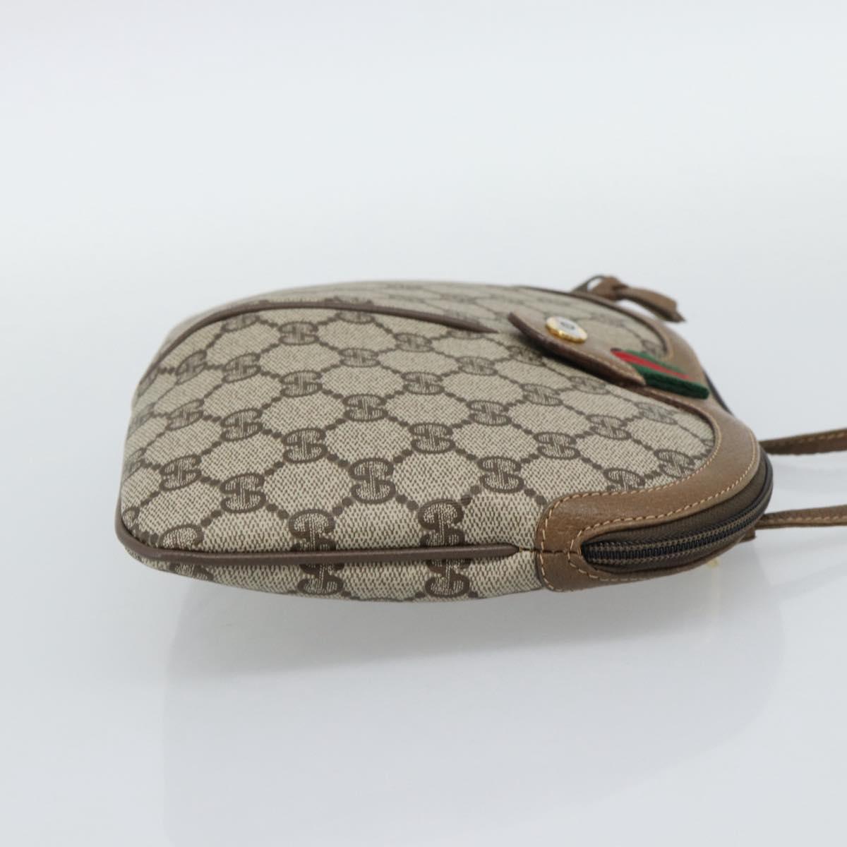 GUCCI GG Supreme Web Sherry Line Bag PVC Beige Gold 98 02 047 Auth BA14152