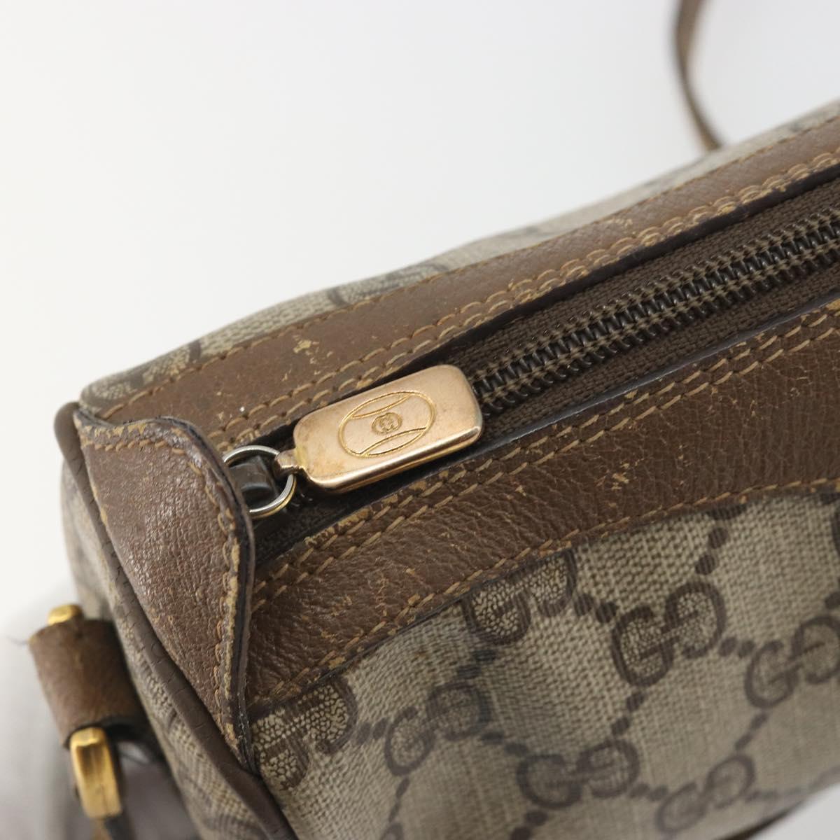 GUCCI GG Supreme Shoulder Bag PVC Leather Beige Gold Tone 89 02 018 Auth BA14153