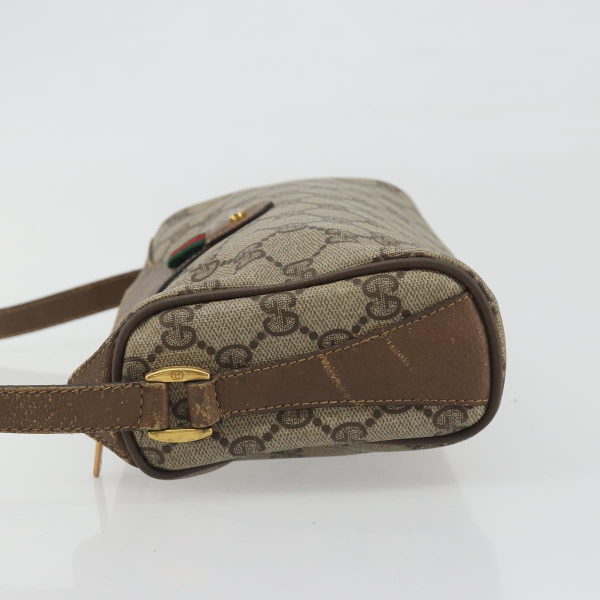 GUCCI GG Supreme Shoulder Bag PVC Leather Beige Gold Tone 89 02 018 Auth BA14153
