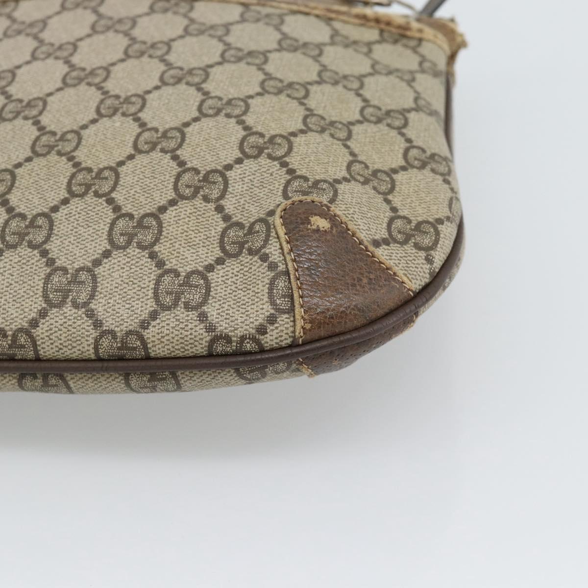 GUCCI GG Supreme Web Sherry Line Shoulder Bag PVC Beige Gold Auth BA14154