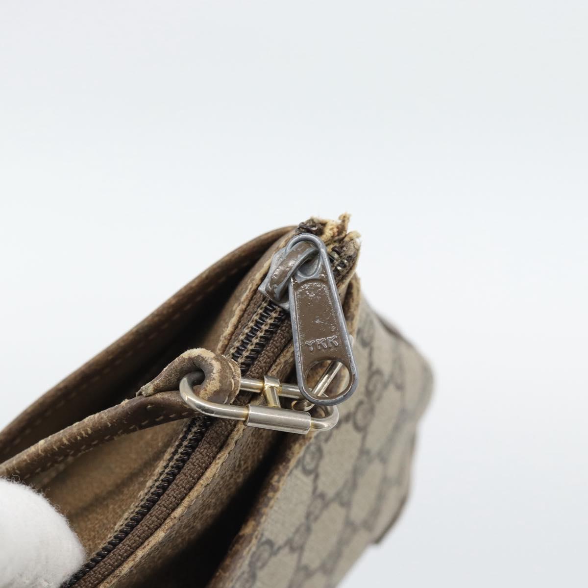GUCCI GG Supreme Web Sherry Line Shoulder Bag PVC Beige Gold Auth BA14154