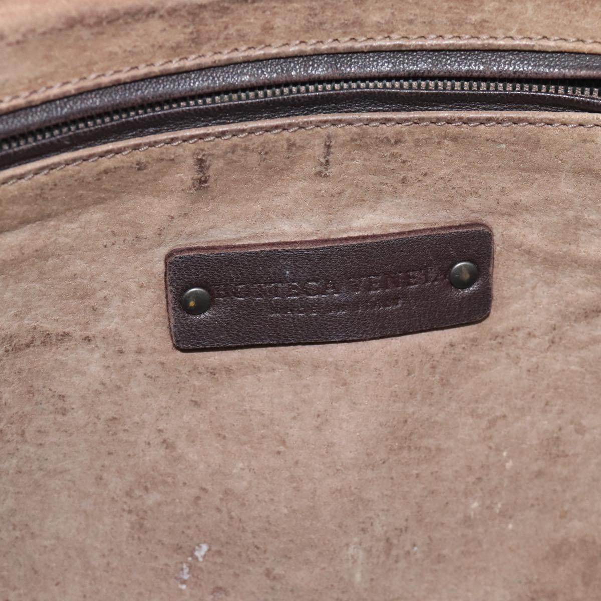 BOTTEGA VENETA INTRECCIATO Shoulder Bag Leather Brown Silver Auth BA14156