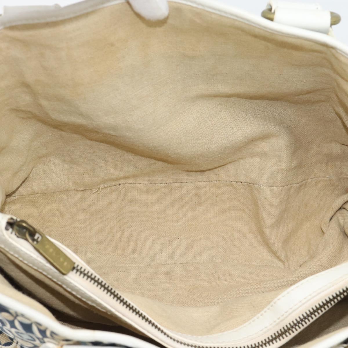 CELINE Boogie Bag Canvas Navy Gold Auth BA14159