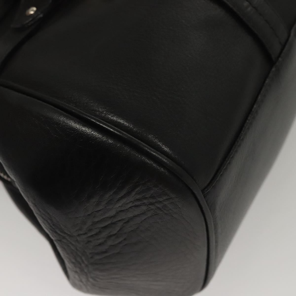 BALLY Hand Bag Leather Black Gold Auth BA1416