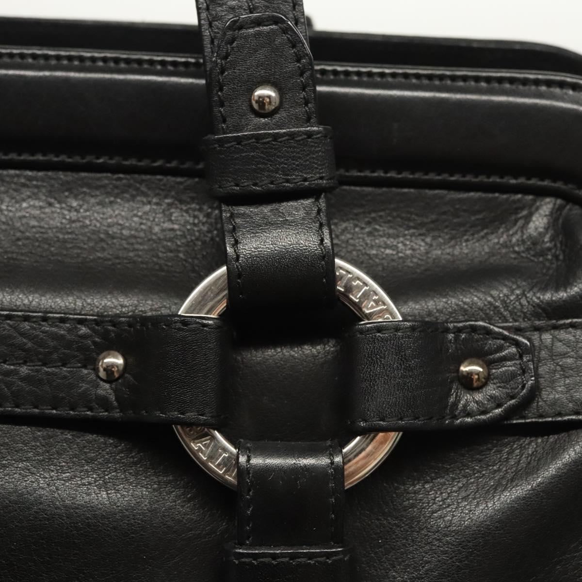 BALLY Hand Bag Leather Black Gold Auth BA1416