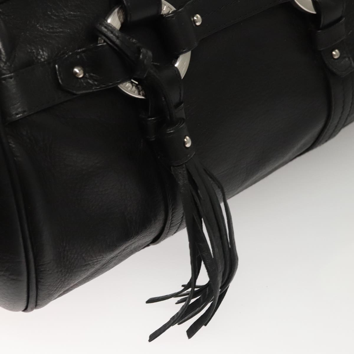 BALLY Hand Bag Leather Black Gold Auth BA1416