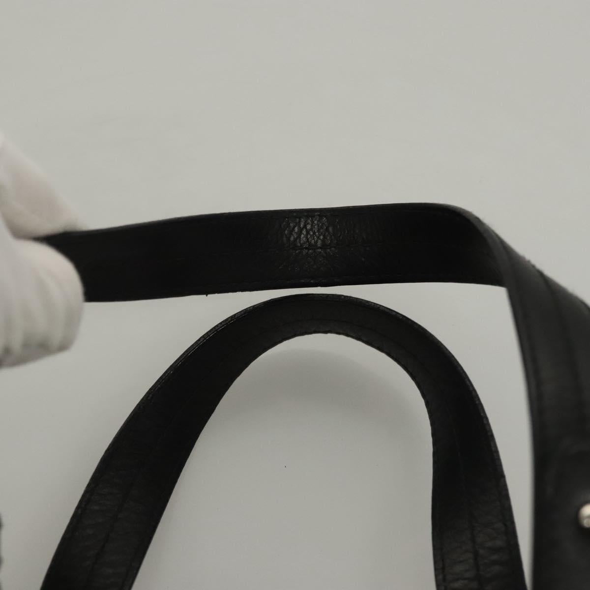 BALLY Hand Bag Leather Black Gold Auth BA1416