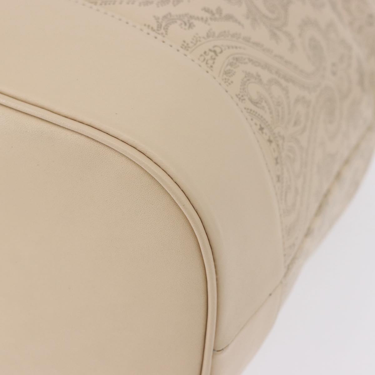 VALENTINO Drawstring Shoulder Bag Leather Ivory Auth BA14162V