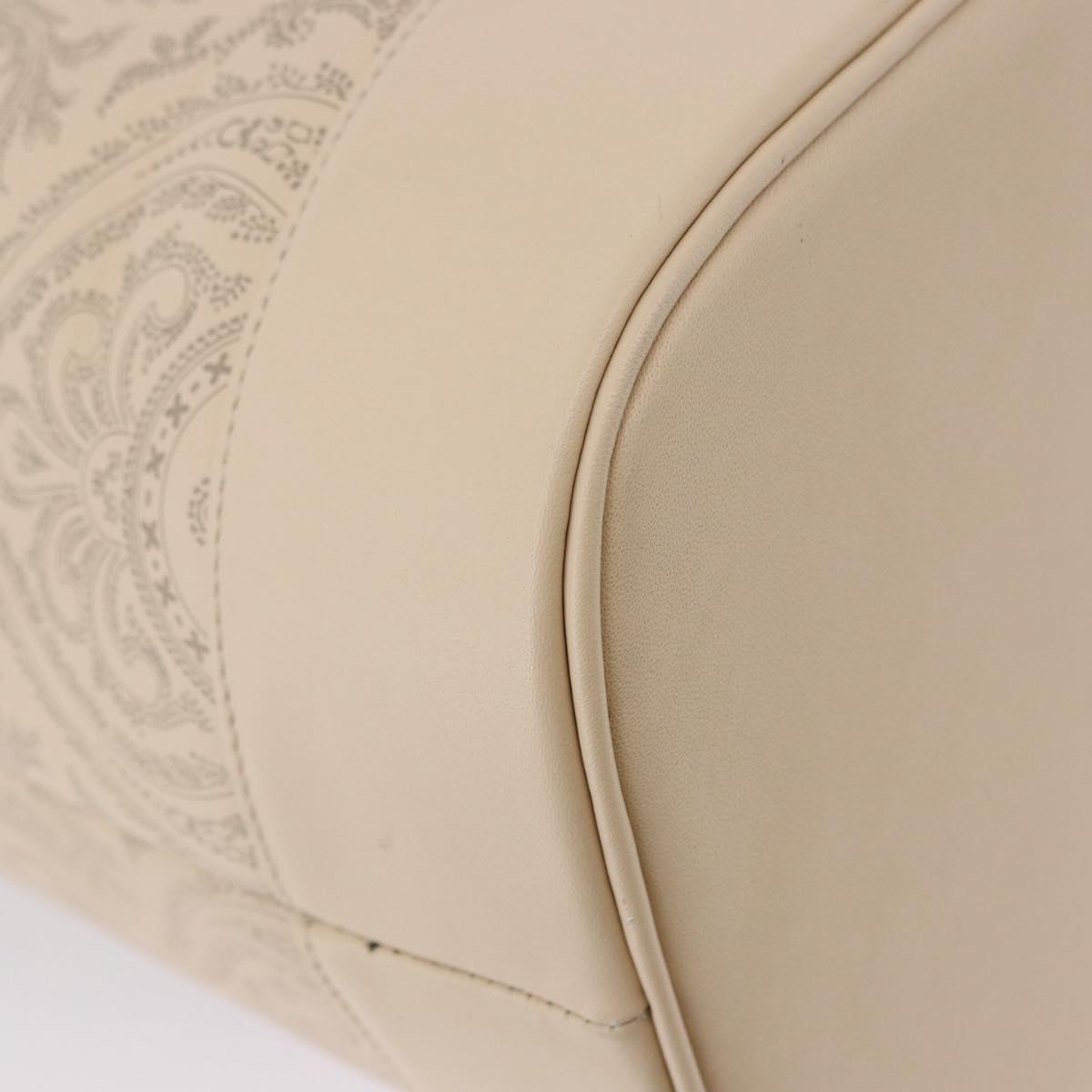 VALENTINO Drawstring Shoulder Bag Leather Ivory Auth BA14162V
