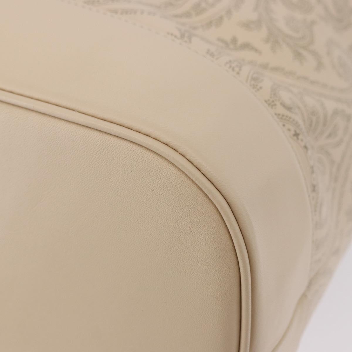 VALENTINO Drawstring Shoulder Bag Leather Ivory Auth BA14162V