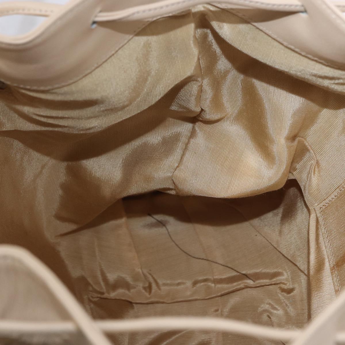VALENTINO Drawstring Shoulder Bag Leather Ivory Auth BA14162V