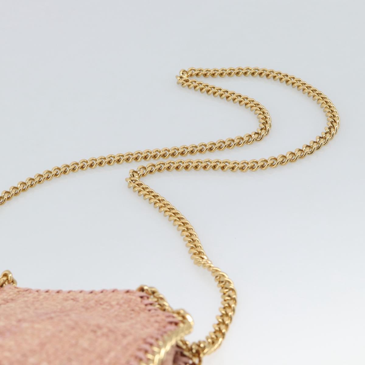 Stella MacCartney Raffia Falabella Chain Shoulder Bag Pink Gold Auth BA14163V