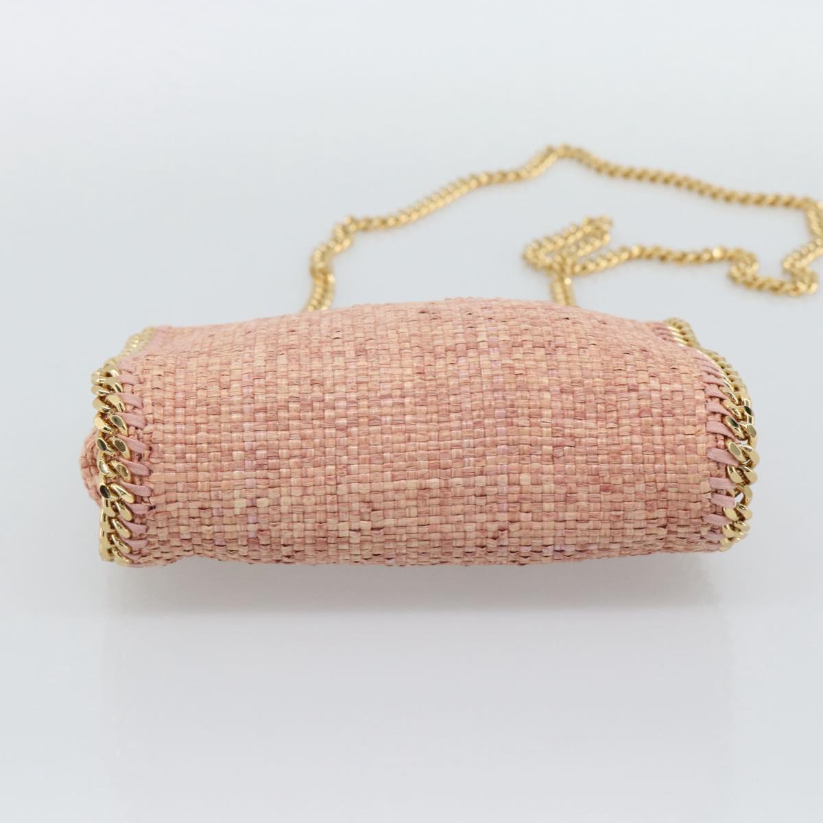 Stella MacCartney Raffia Falabella Chain Shoulder Bag Pink Gold Auth BA14163V