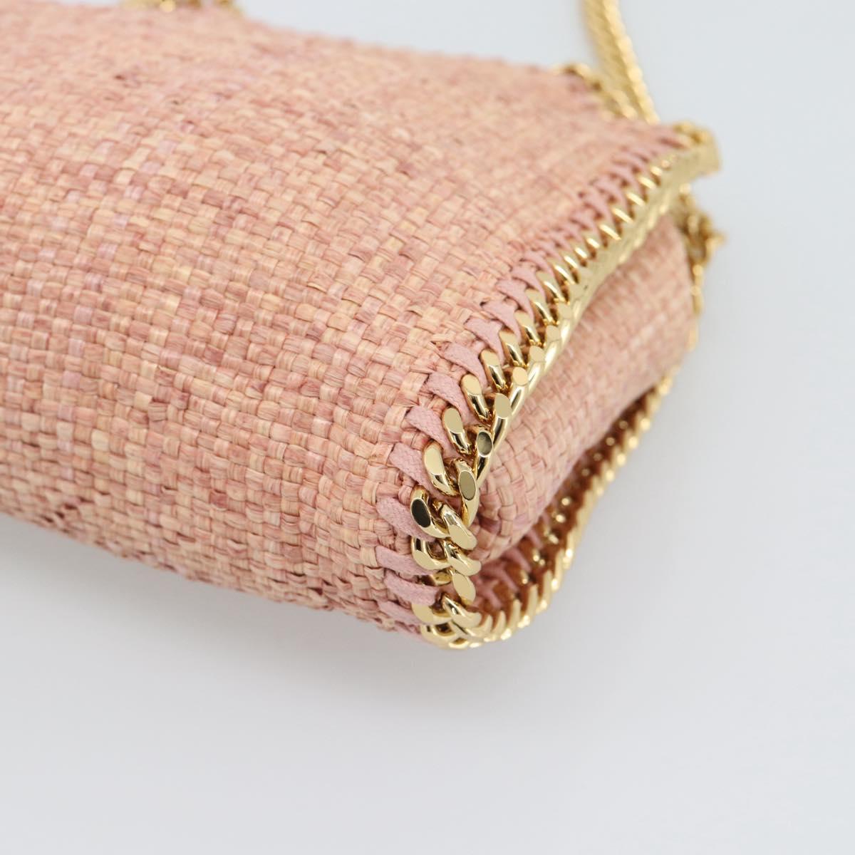 Stella MacCartney Raffia Falabella Chain Shoulder Bag Pink Gold Auth BA14163V