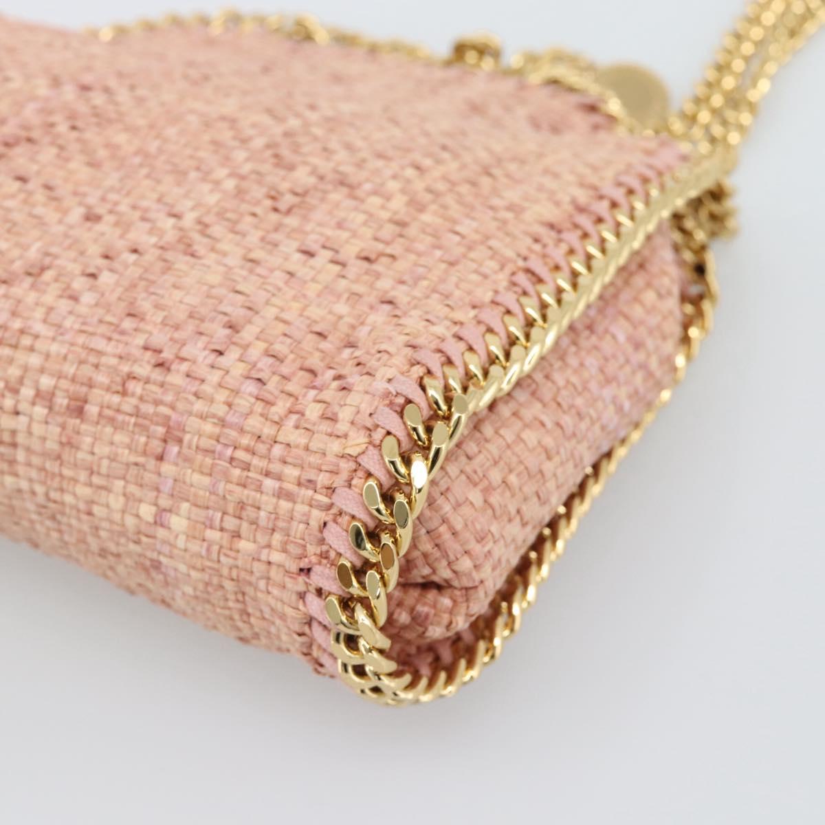 Stella MacCartney Raffia Falabella Chain Shoulder Bag Pink Gold Auth BA14163V