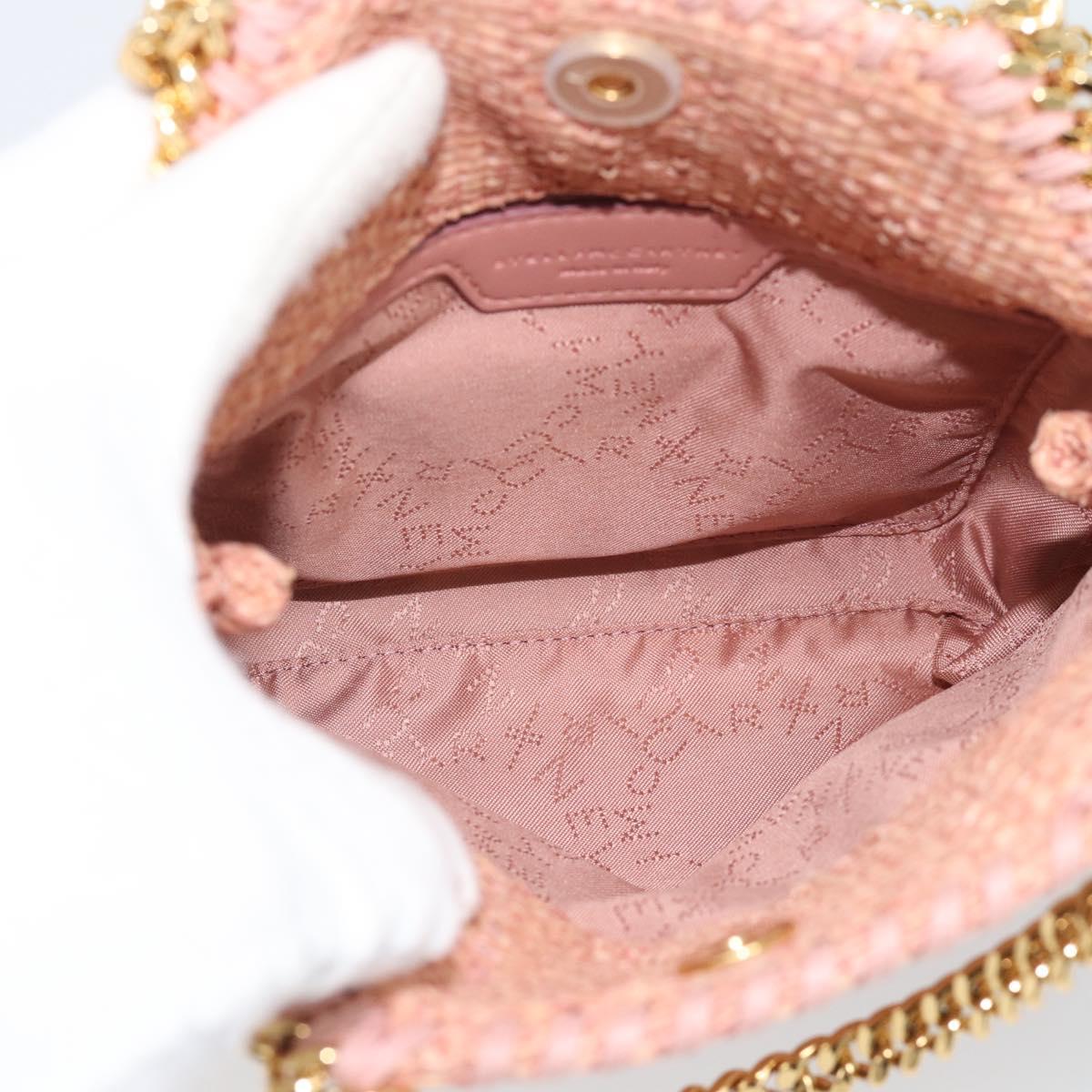 Stella MacCartney Raffia Falabella Chain Shoulder Bag Pink Gold Auth BA14163V