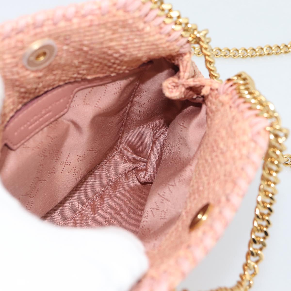Stella MacCartney Raffia Falabella Chain Shoulder Bag Pink Gold Auth BA14163V