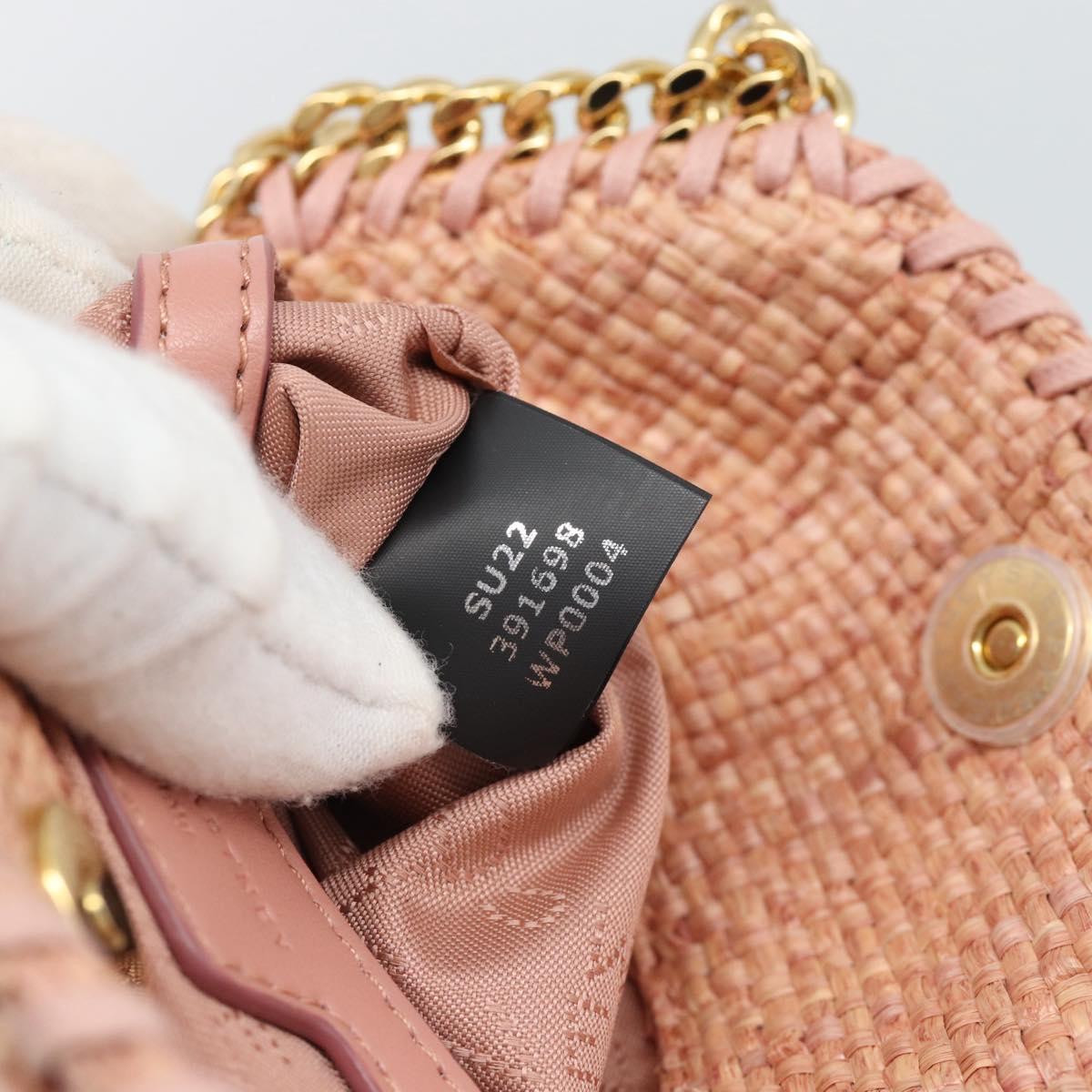 Stella MacCartney Raffia Falabella Chain Shoulder Bag Pink Gold Auth BA14163V