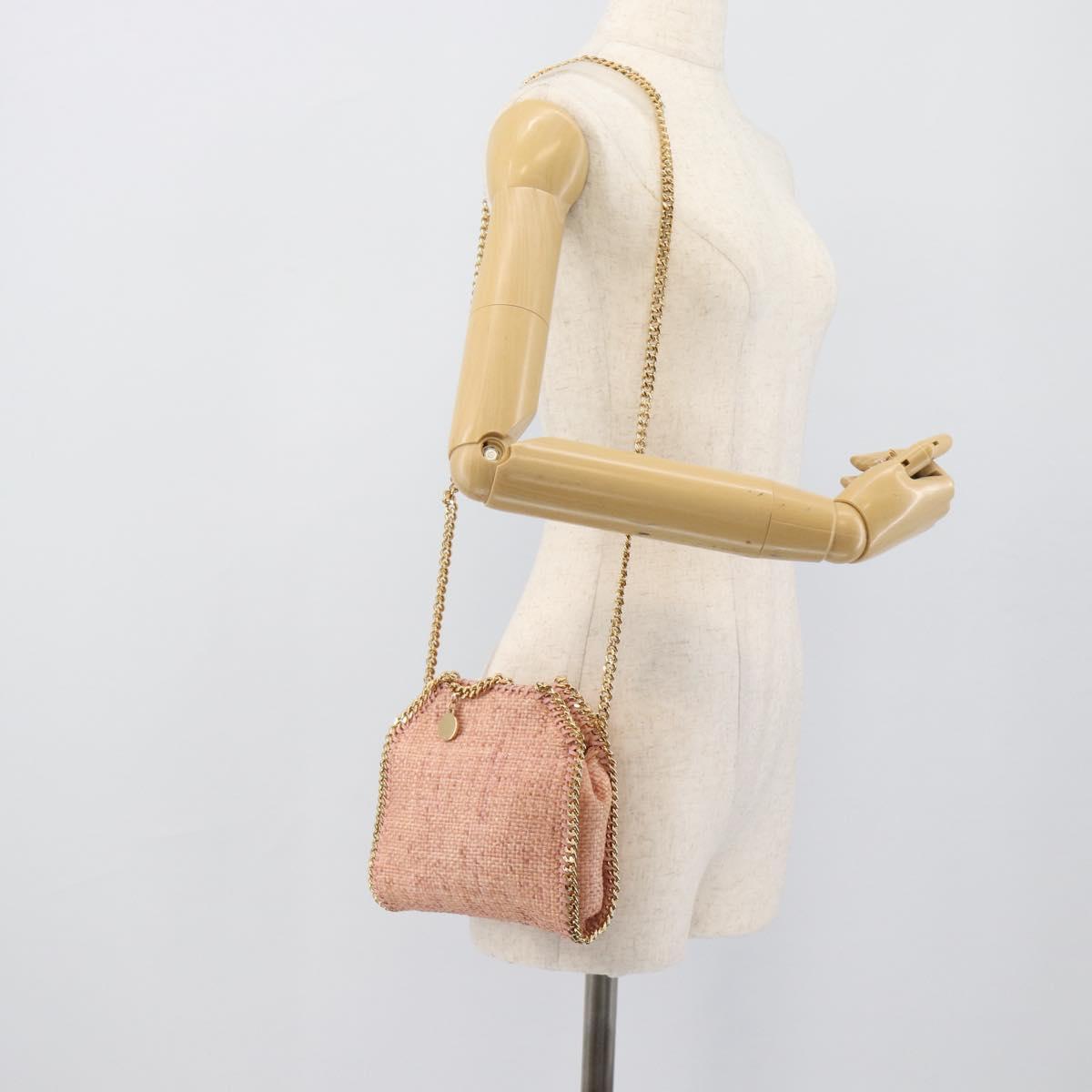 Stella MacCartney Raffia Falabella Chain Shoulder Bag Pink Gold Auth BA14163V
