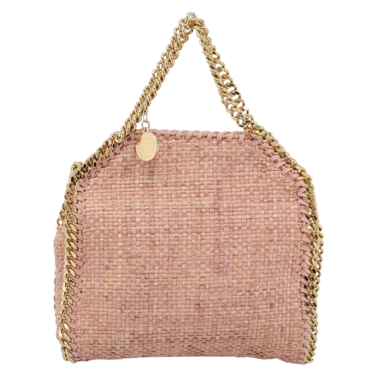 Stella MacCartney Raffia Falabella Chain Shoulder Bag Pink Gold Auth BA14163V