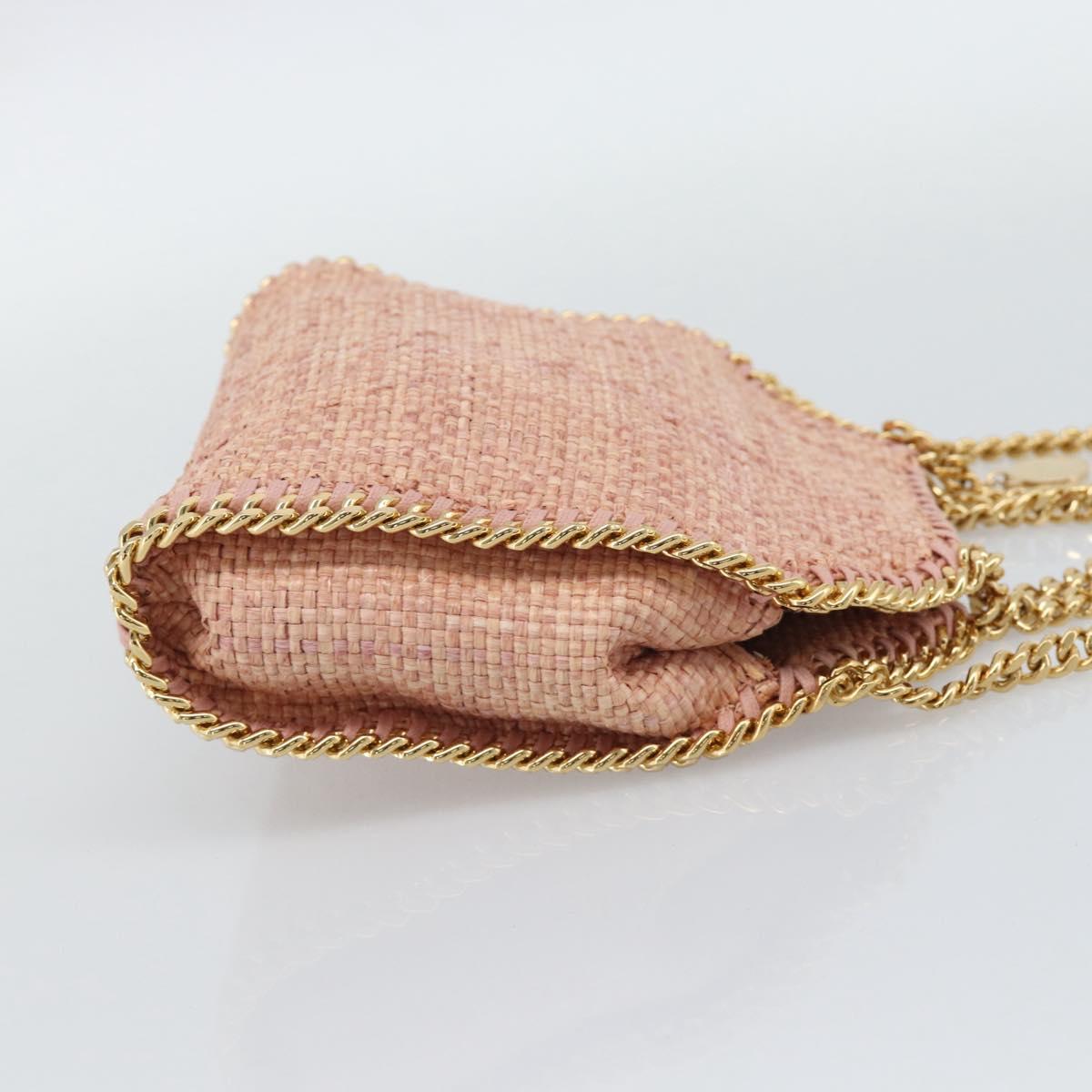 Stella MacCartney Raffia Falabella Chain Shoulder Bag Pink Gold Auth BA14163V