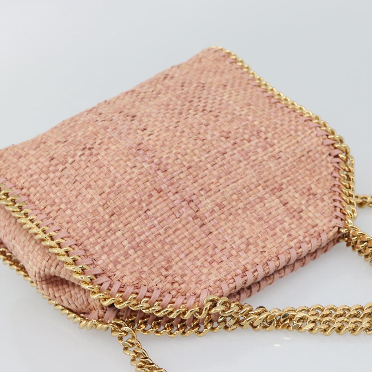Stella MacCartney Raffia Falabella Chain Shoulder Bag Pink Gold Auth BA14163V