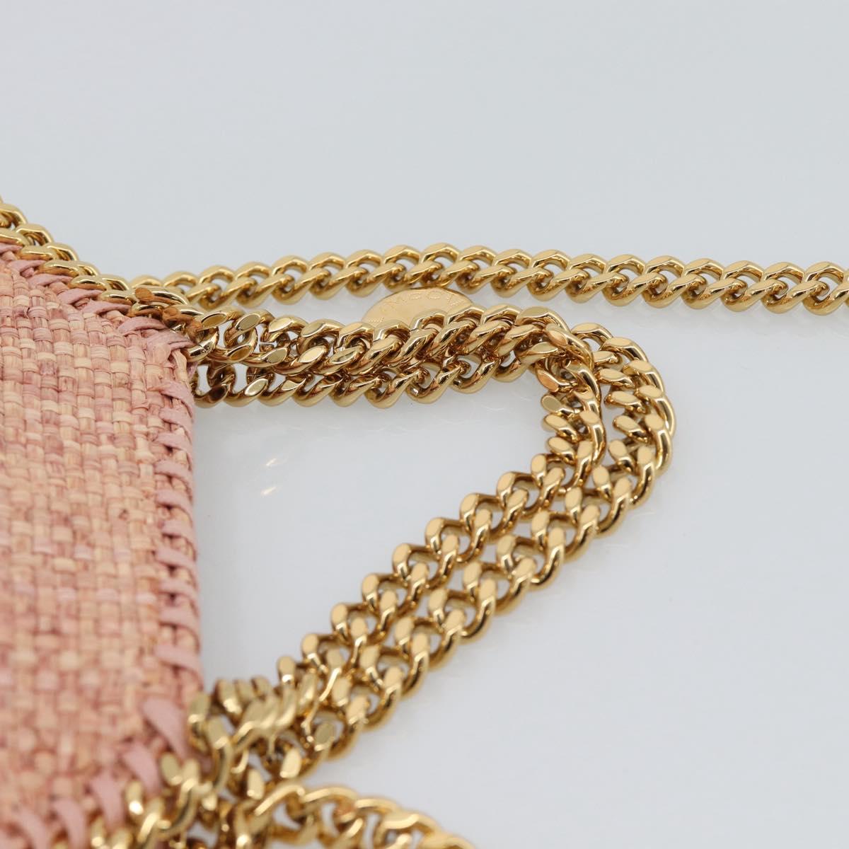 Stella MacCartney Raffia Falabella Chain Shoulder Bag Pink Gold Auth BA14163V