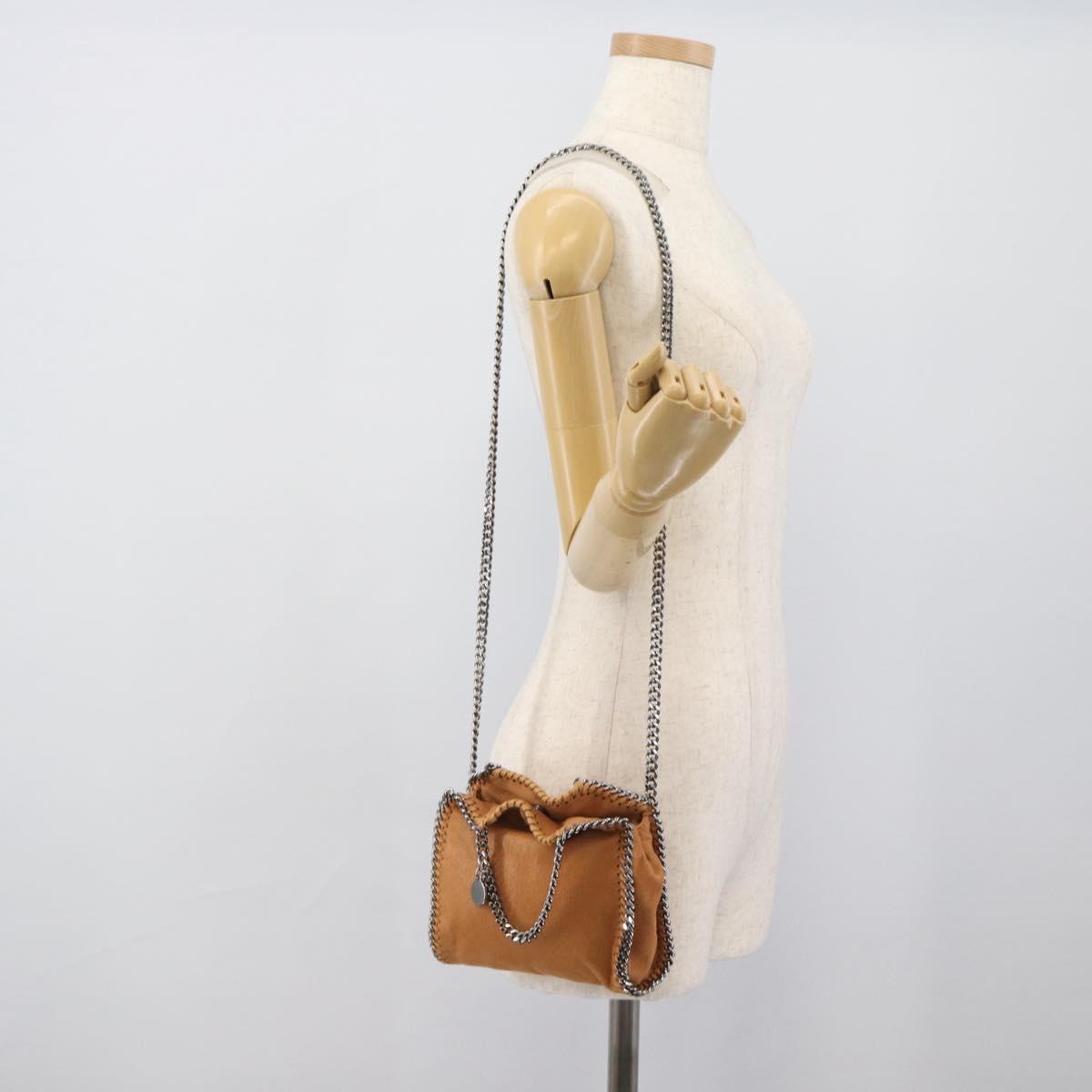 Stella MacCartney Chain Falabella Shoulder Bag Suede Brown Silver Auth BA14164A