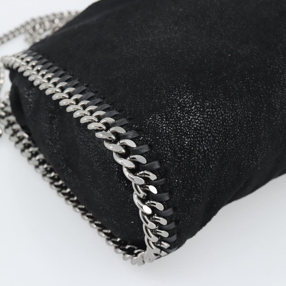 Stella MacCartney Falabella Chain Shoulder Bag Suede Black Silver Auth BA14165A
