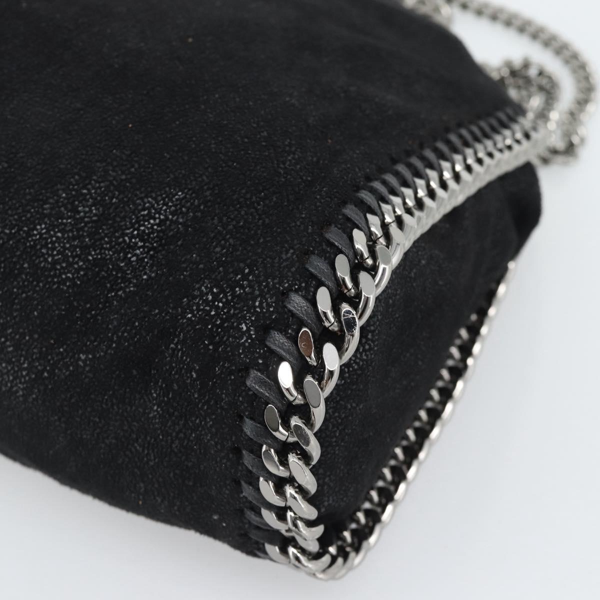 Stella MacCartney Falabella Chain Shoulder Bag Suede Black Silver Auth BA14165A
