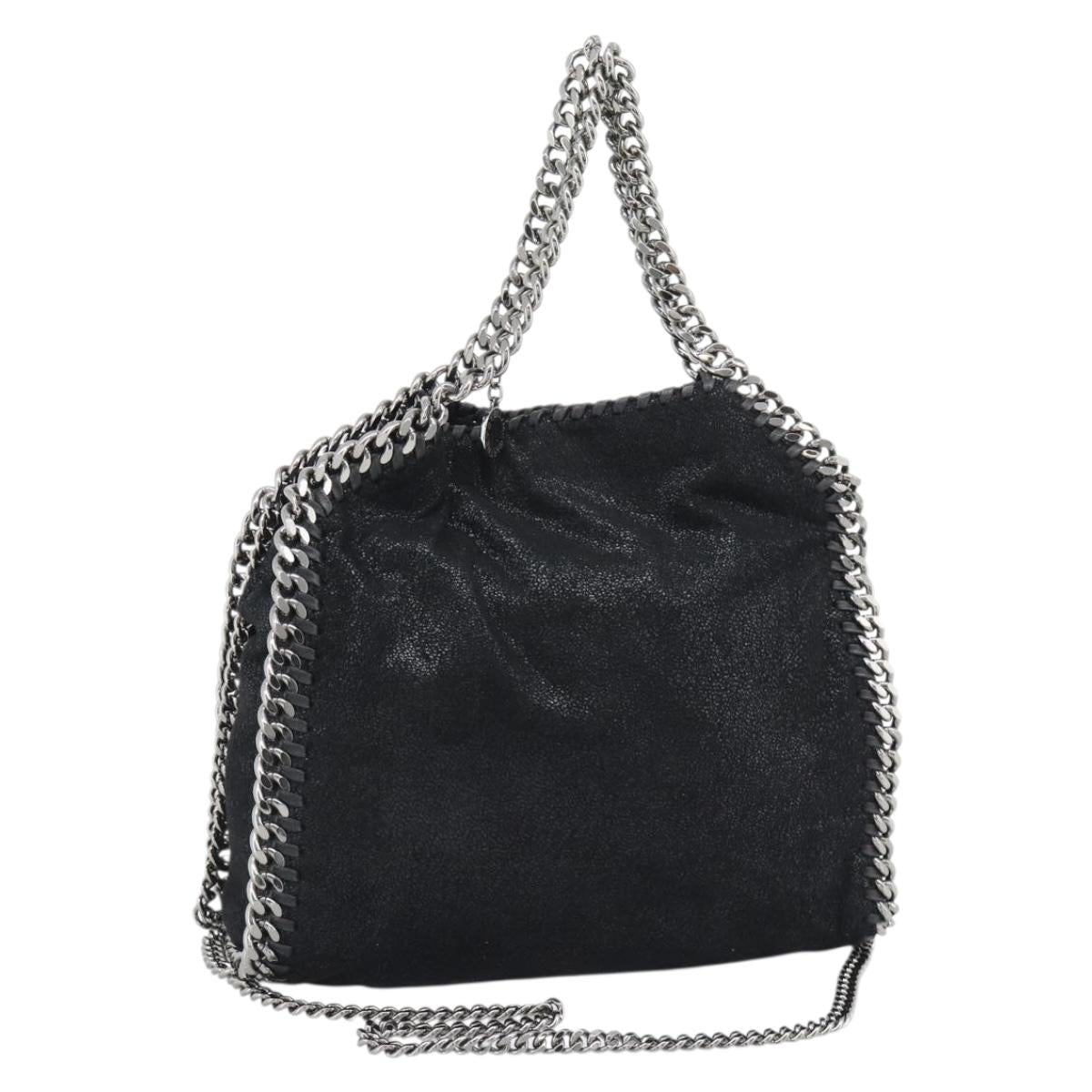 Stella MacCartney Falabella Chain Shoulder Bag Suede Black Silver Auth BA14165A