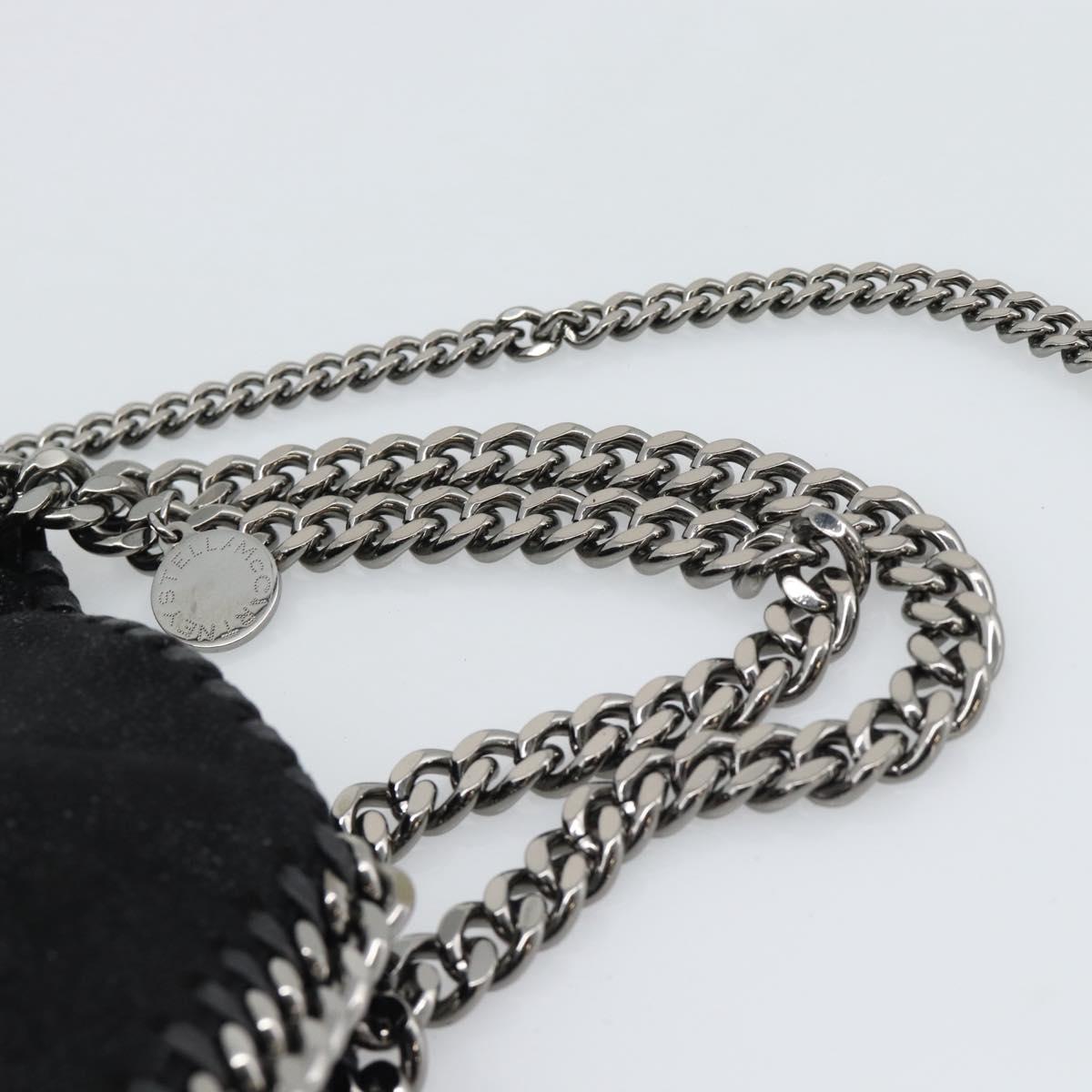 Stella MacCartney Falabella Chain Shoulder Bag Suede Black Silver Auth BA14165A
