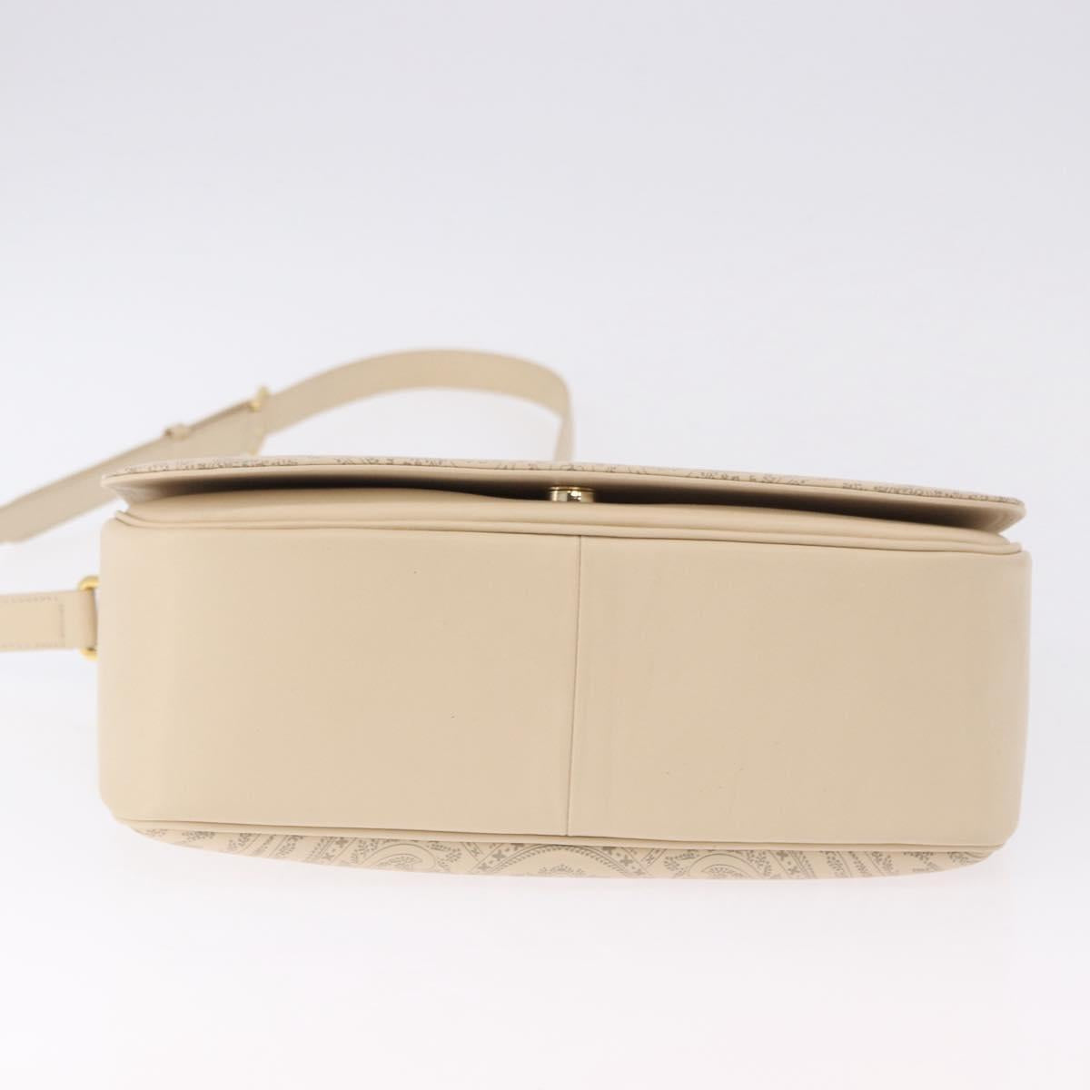 VALENTINO Shoulder Bag Leather 2way Ivory Gold Tone Auth BA14166V