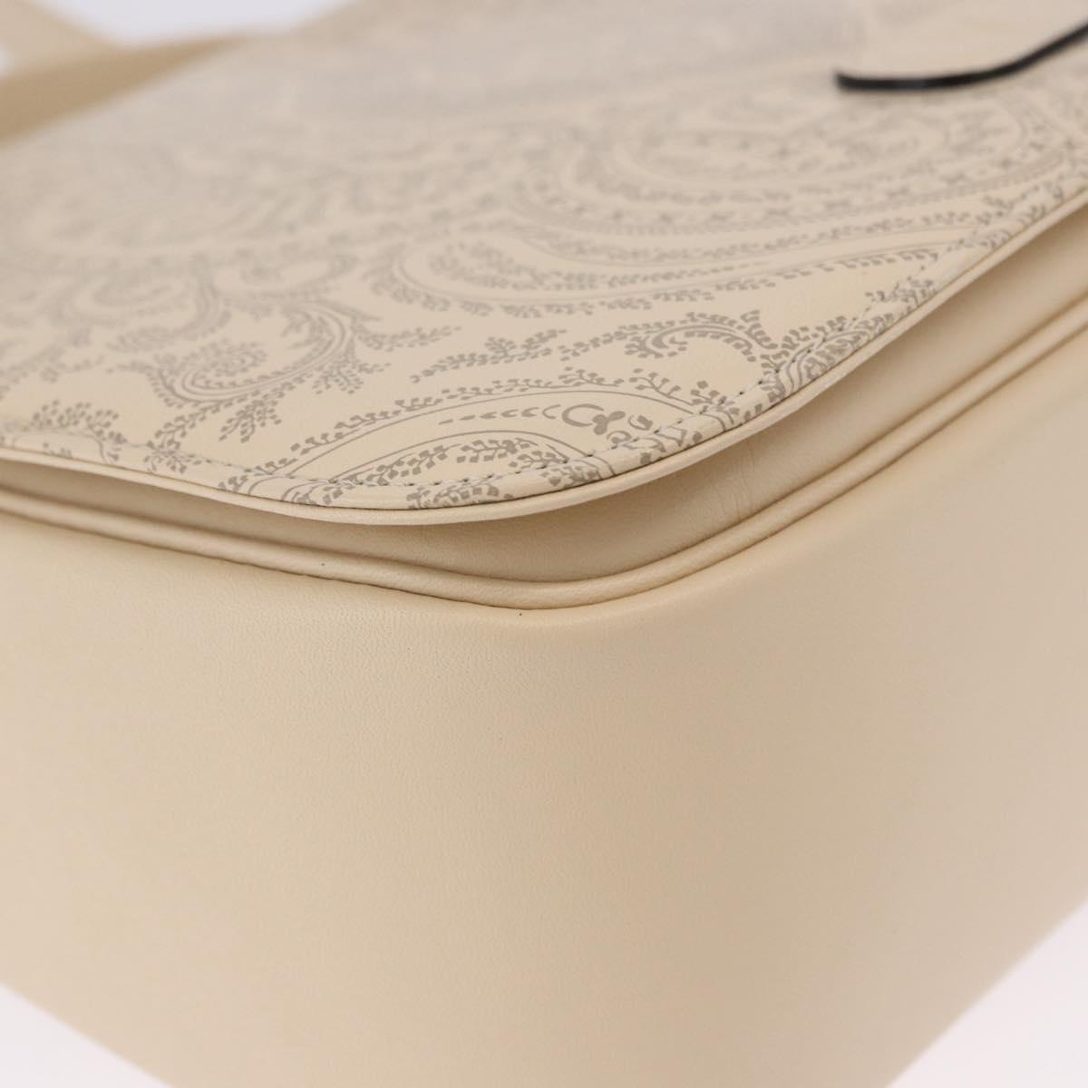VALENTINO Shoulder Bag Leather 2way Ivory Gold Tone Auth BA14166V
