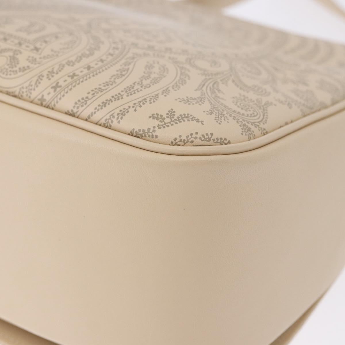 VALENTINO Shoulder Bag Leather 2way Ivory Gold Tone Auth BA14166V