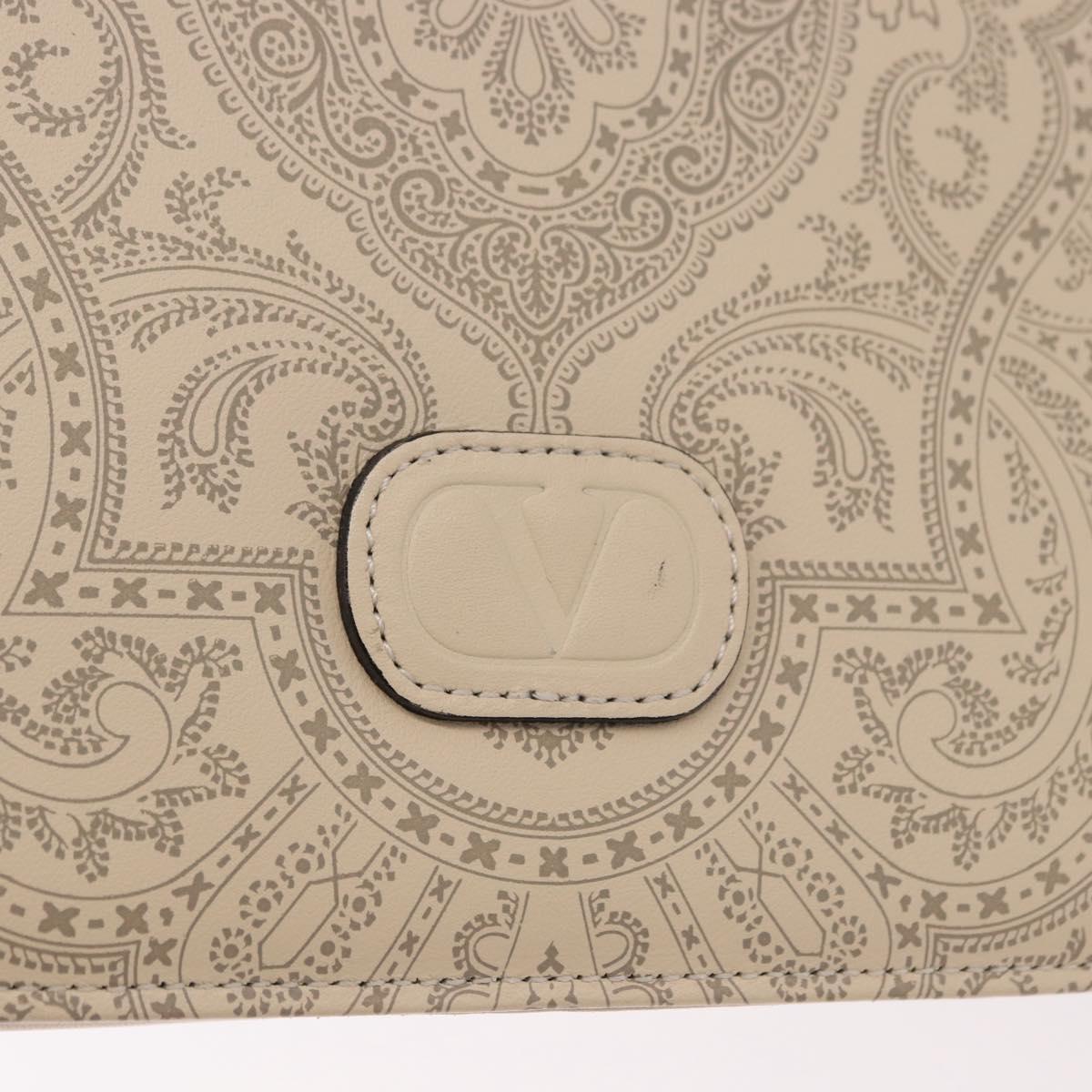 VALENTINO Shoulder Bag Leather 2way Ivory Gold Tone Auth BA14166V