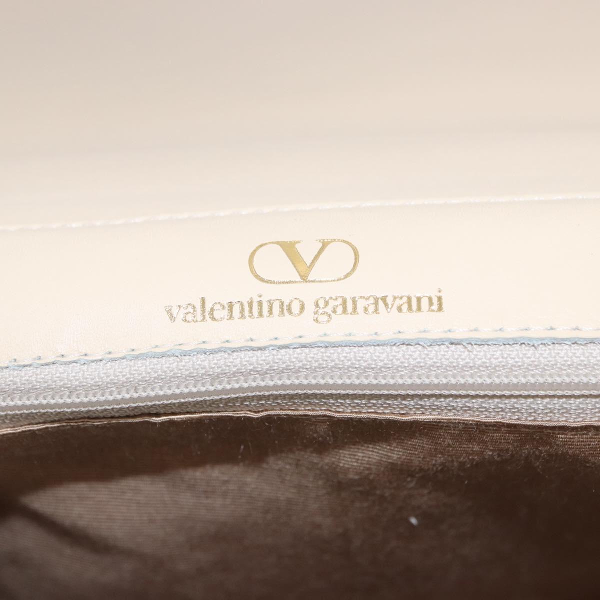 VALENTINO Shoulder Bag Leather 2way Ivory Gold Tone Auth BA14166V