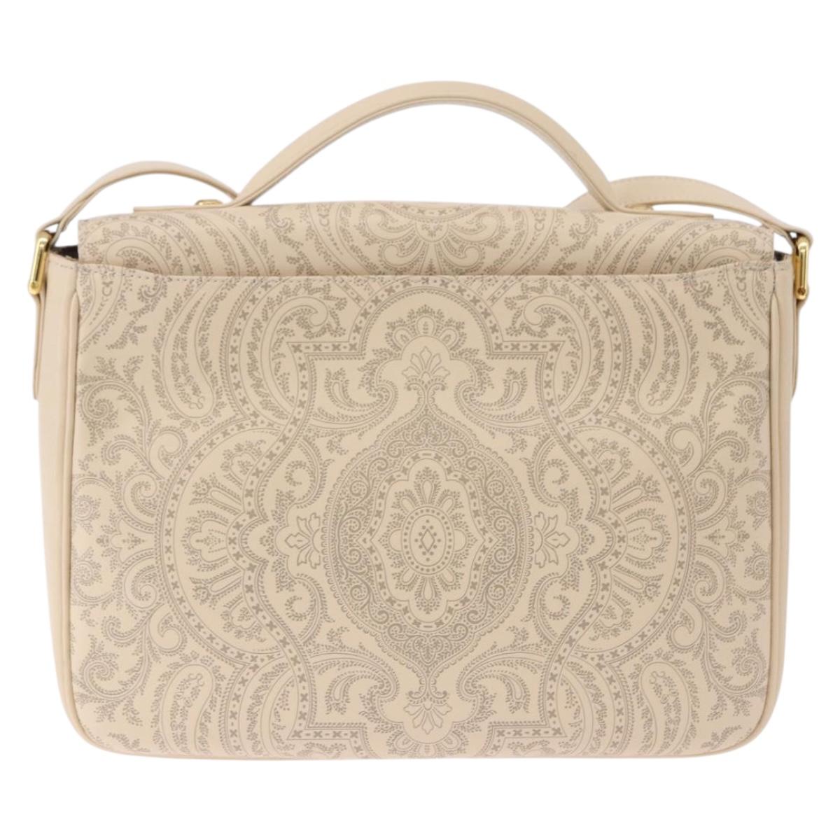 VALENTINO Shoulder Bag Leather 2way Ivory Gold Tone Auth BA14166V