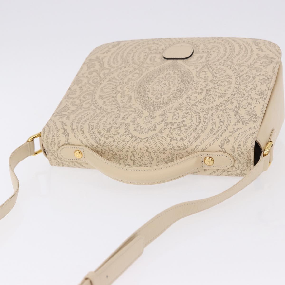 VALENTINO Shoulder Bag Leather 2way Ivory Gold Tone Auth BA14166V