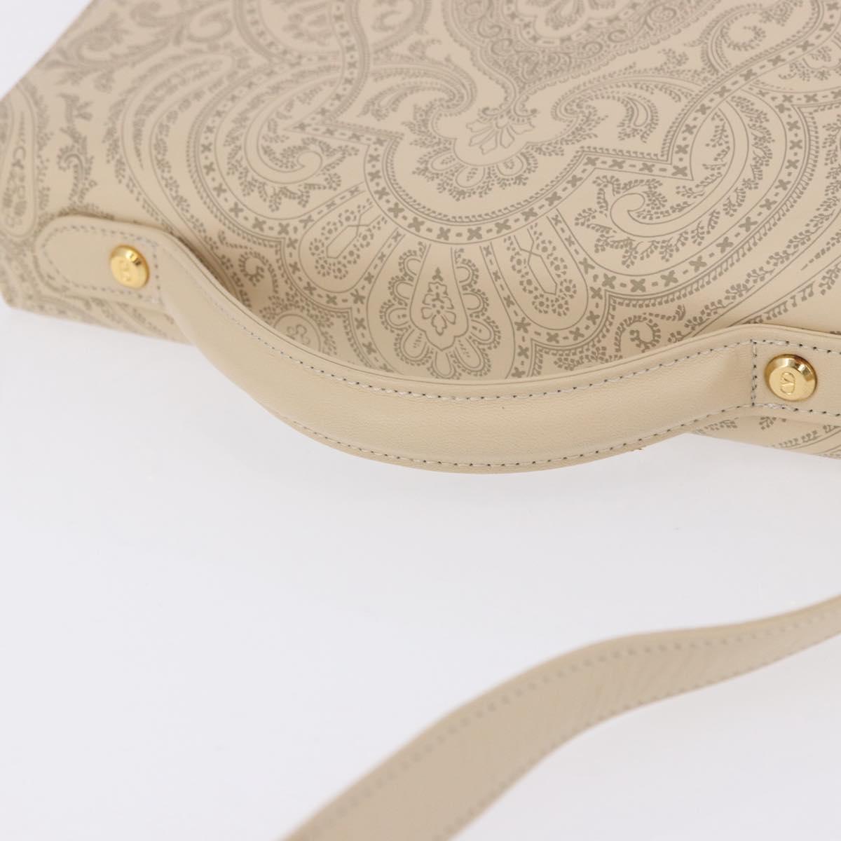 VALENTINO Shoulder Bag Leather 2way Ivory Gold Tone Auth BA14166V