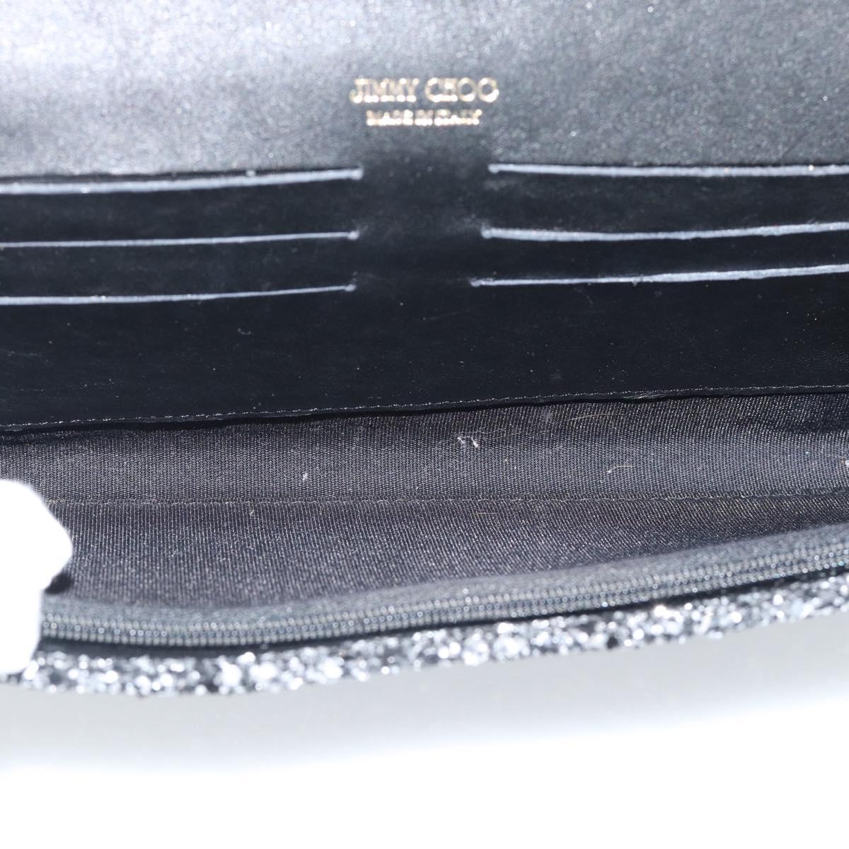 Jimmy Choo Glitter Chain Hand Bag Sequin Black Gold Tone Auth BA14167